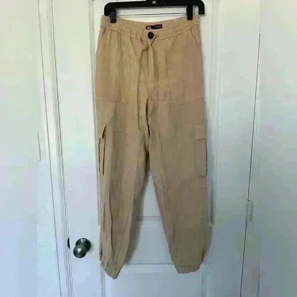 Zara Beige Cargo Joggers Size Extra Small